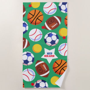 Colourful Kids Personalised Sports Beach Towel