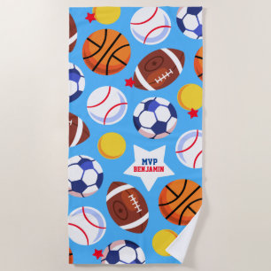Colourful Kids Personalised Sports Beach Towel
