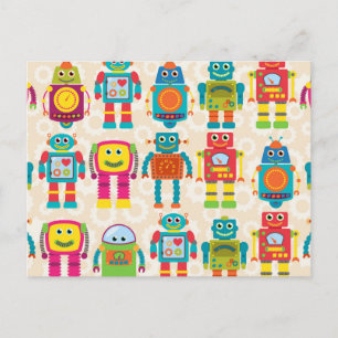Colourful Kids Robot Postcard