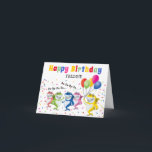 Colourful Kids Shark | Happy Birthday Card<br><div class="desc">Colourful childrens birthday card featuring different coloured sharks,  balloons,  sprinkle confetti,  which can be personalised with the birthday childs name and age.</div>