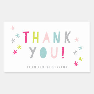 Colourful Kids Thank You Rectangular Sticker