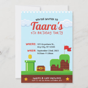 Colourful Kids Video Game Birthday Party Invitatio Invitation