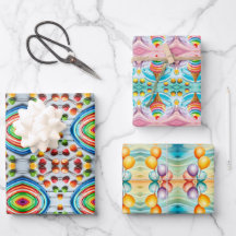 Colourful Kids Wrapping Paper Flat Sheet Set of 3