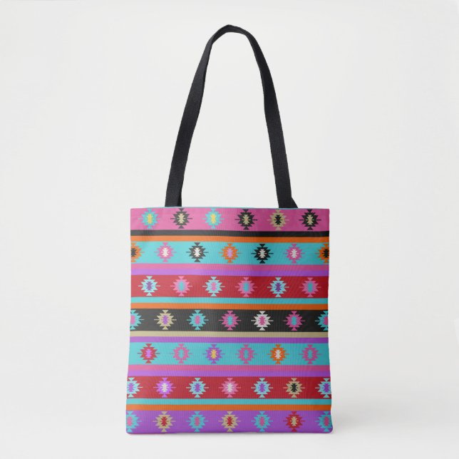 Colourful Kilim Rug Style ornament Tote Bag (Front)
