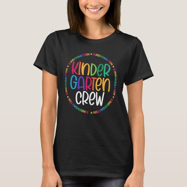 Colourful Kindergarten Crew Back 2 School T-Shirt (Front)