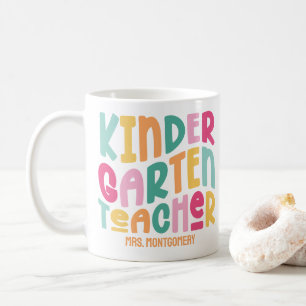 Colourful Kindergarten Teacher Custom Coffee Mug