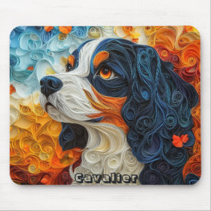Colourful King Charles Paper Quilling Portrait Mouse Mat