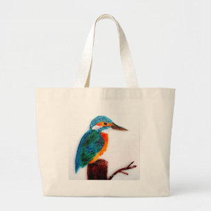 Colourful Kingfisher Art Large Tote Bag
