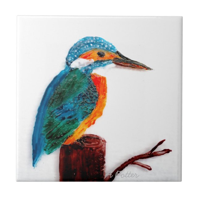 Colourful Kingfisher Bird Art Tile (Front)