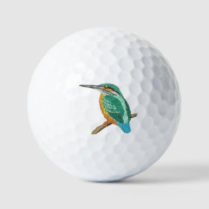 Colourful Kingfisher Bird Embroidery Design Golf Balls