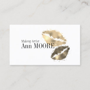 Colourful kiss lips gold splash business card