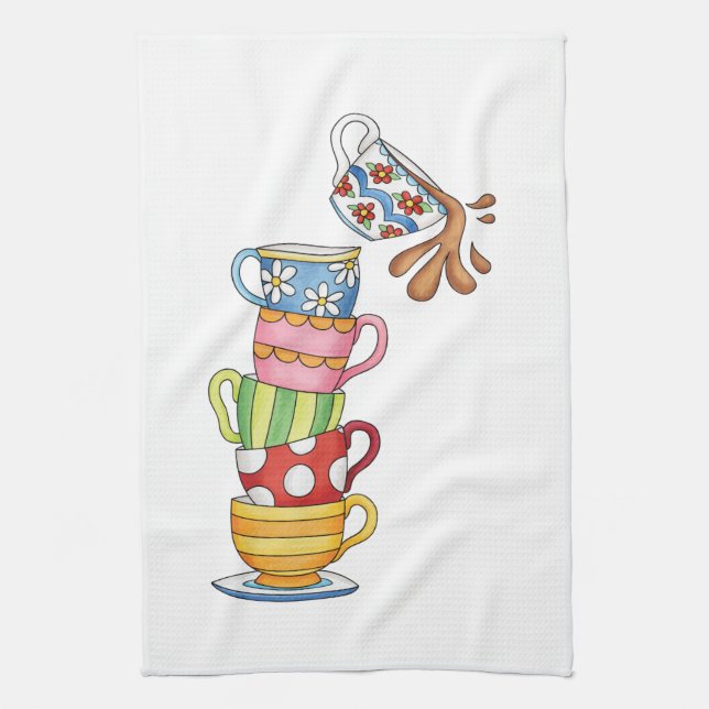 Colourful Kitchen Tea Time Tea Towel (Vertical)