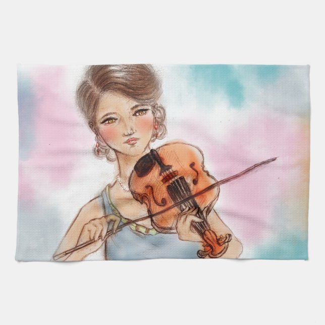 Colourful kitchen towel - Violin (Horizontal)