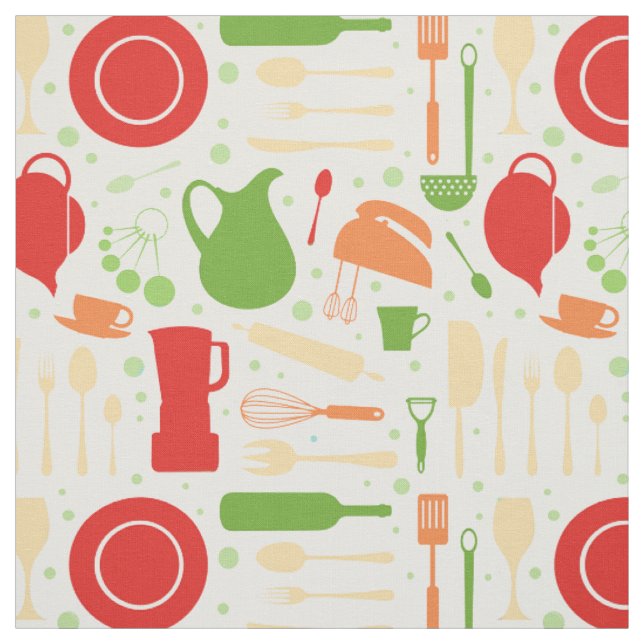 Colourful Kitchen Utensils Fabric (Swatch)