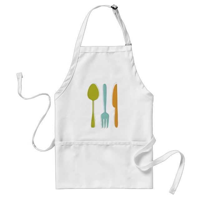 Colourful Kitchen Utensils Mid Century Retro Standard Apron (Front)