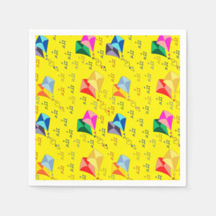 Colourful kites festival napkin