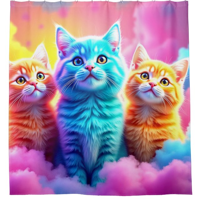 Colourful Kitten Art Shower Curtain (Front)