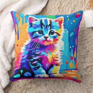 Colourful Kitten Design Cushion