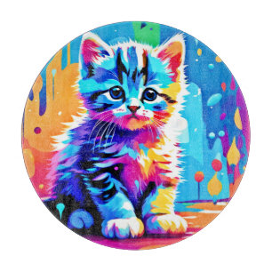 Colourful Kitten Design  Cutting Board
