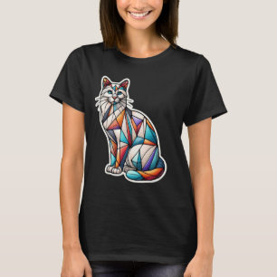 Colourful Kitten Lover Cute Geometry Mosaic Style T-Shirt