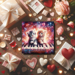  Colourful Kittens Piano Christian Valentine  Holiday Card