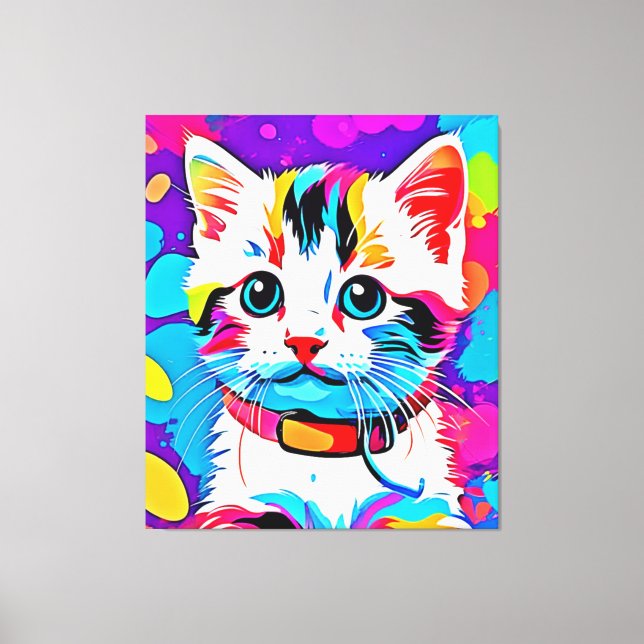 Colourful Kitty Art Canvas Print (Front)