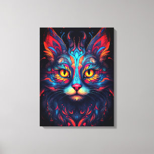 Colourful Kitty Cat Animal Psychedelic Fantasy Art Canvas Print
