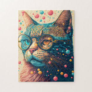 Colourful Kitty Cat Illustration Jigsaw Puzzle