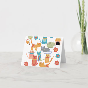 Colourful Kitty Cats Print Gifts for Cat Lovers Card
