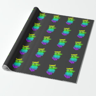 Colourful Kitty DJ Techno Cat Music edm Party Wrapping Paper