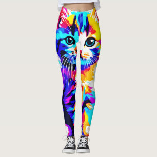 Colourful Kitty Splash Leggings