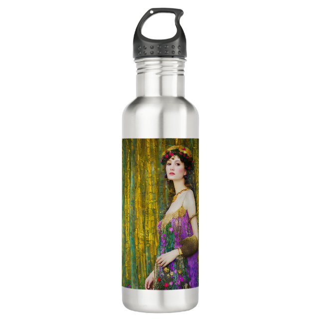 Colourful Klimt Style Collage Portrait of a Woman 710 Ml Water Bottle (Front)