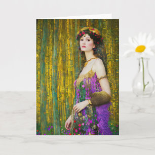 Colourful Klimt Style Collage Portrait of a Woman Card