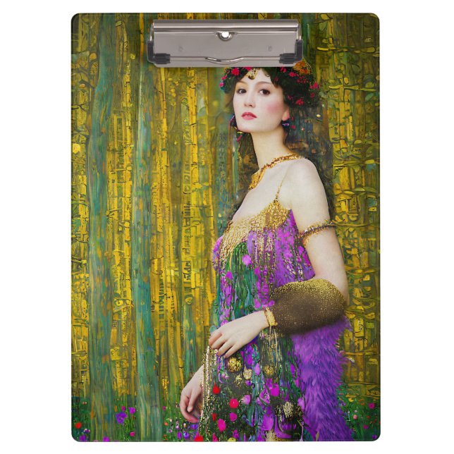 Colourful Klimt Style Collage Portrait of a Woman Clipboard (Front)