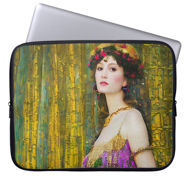 Colourful Klimt Style Collage Portrait of a Woman Laptop Sleeve (Front)