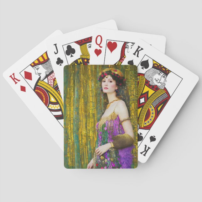 Colourful Klimt Style Collage Portrait of a Woman Playing Cards (Back)