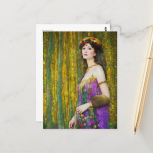 Colourful Klimt Style Collage Portrait of a Woman Postcard