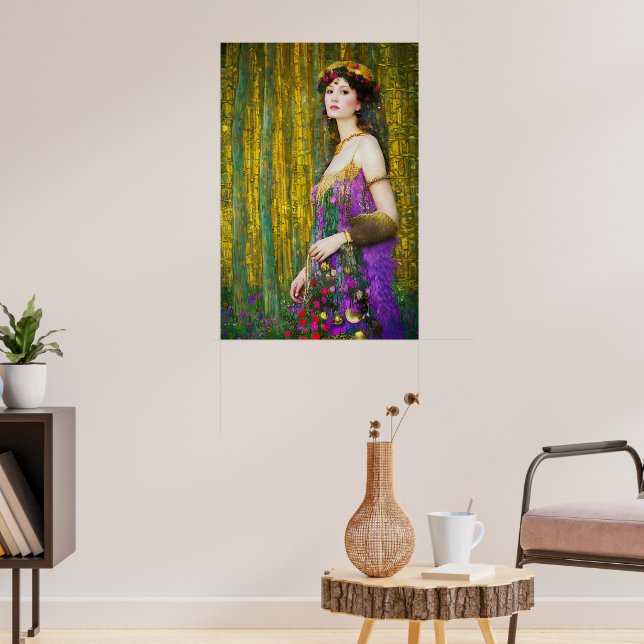 Colourful Klimt Style Collage Portrait of a Woman Poster (Living Room 3)