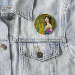 Colourful Klimt Style Collage Portrait of Woman 6 Cm Round Badge