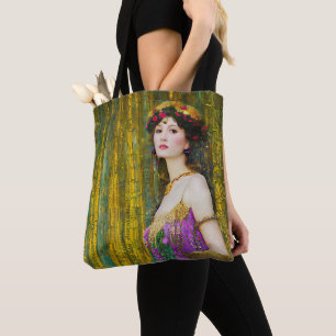 Colourful Klimt Style Collage Portrait of Woman Tote Bag