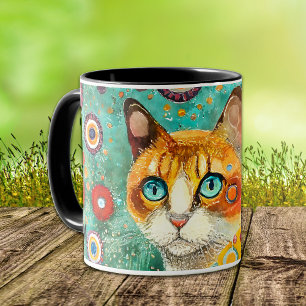 Colourful Klimt Style Ginger Cat Mug