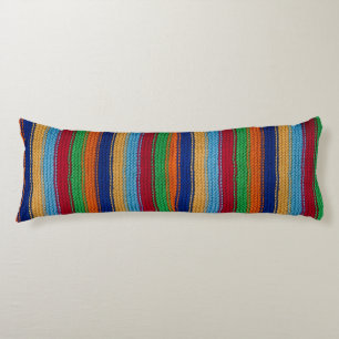 Colourful knitted stripes body cushion