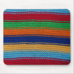 Colourful knitted stripes mouse mat<br><div class="desc">Multi-coloured knitted stripes in green,  red,  orange,  light blue,  yellow and dark blue,  wool texture. Photography.</div>