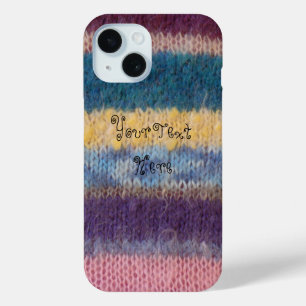 colourful knitted stripes vintage style fun design iPhone 15 case