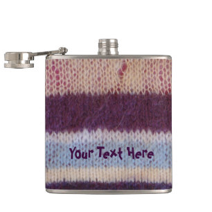 colourful knitted stripes vintage style fun design hip flask