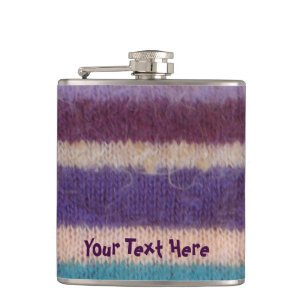 colourful knitted stripes vintage style fun design hip flask