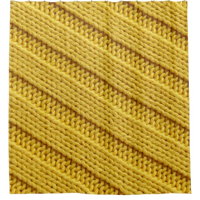 Colourful knitted textile texture. Yellow. Shower Curtain (Front)