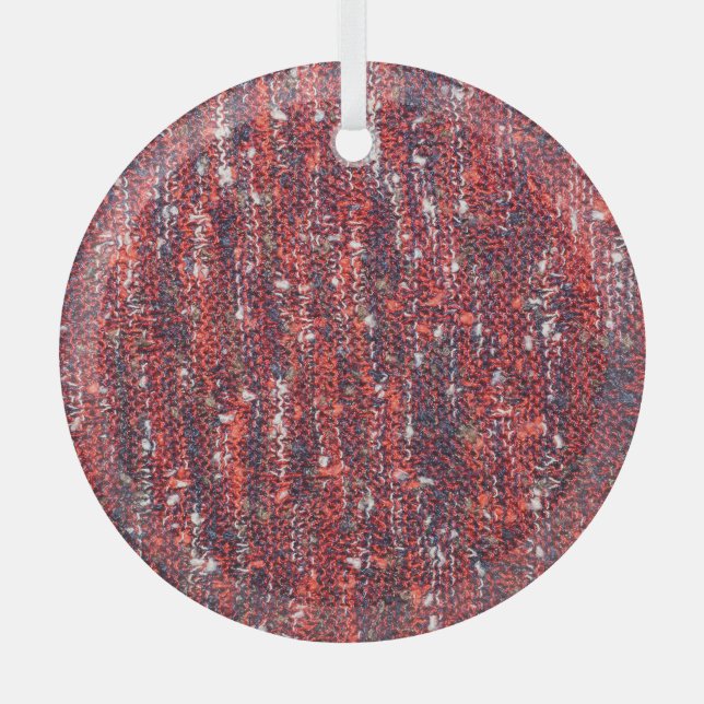Colourful Knitted Texture: Cosy Background Glass Tree Decoration (Front)