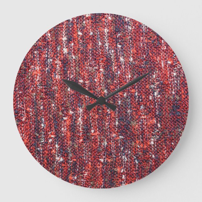 Colourful Knitted Texture: Cosy Background Large Clock (Front)
