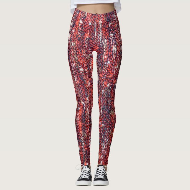 Colourful Knitted Texture: Cosy Background Leggings (Front)